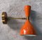 Vintage Italian Brass and Painted Orange Metal Wall Sconces, 2000, Set of 2 7