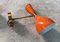 Vintage Italian Brass and Painted Orange Metal Wall Sconces, 2000, Set of 2 6