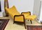 Wingback Chair with Folding Footrest in Yellow Bouclé, 1950s 11
