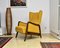 Wingback Chair with Folding Footrest in Yellow Bouclé, 1950s 3