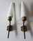 Tall Italian Brass and Opaline Glass Wall Lights from Stilnovo, 1950s, Set of 2 1
