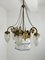 Art Deco 7-Light Chandelier in Brass and Glass, 1940s 3