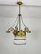 Art Deco 7-Light Chandelier in Brass and Glass, 1940s 12