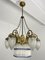 Art Deco 7-Light Chandelier in Brass and Glass, 1940s 1