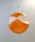 Suspension Space Age en Verre Opalin Orange et Blanc, Italie, 1970s 7