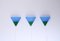 Vintage Blue Glass Wall Lamps from Van De Heg, 1980s, Set of 3 5