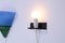 Vintage Blue Glass Wall Lamps from Van De Heg, 1980s, Set of 3 10