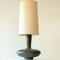 Dunkelbraune Tischlampe aus Keramik mit Lampenschirm aus Seide, R. Houben zugeschrieben, 1970er 5
