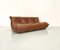 French Togo 3-Seater Sofa in Dark Cognac Leather attributed to Michel Ducaroy for Ligne Roset 3