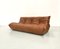 French Togo 3-Seater Sofa in Dark Cognac Leather attributed to Michel Ducaroy for Ligne Roset 4
