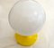 Large Vintage Table Lamp with Yellow Lacquered Metal Base and White Opaline Globe, 1960s 9