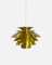 Golden Pendant Lamp Barcelona attributed to Bent Karlby for Lyfa, Denmark, 1980s 1