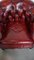 Red Mottled Cowhide Chesterfield Club Chairs and Side Table with a Glass Top, Set of 3 6