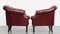 Red Mottled Cowhide Chesterfield Club Chairs and Side Table with a Glass Top, Set of 3 3
