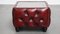 Red Mottled Cowhide Chesterfield Club Chairs and Side Table with a Glass Top, Set of 3 18