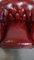 Red Mottled Cowhide Chesterfield Club Chairs and Side Table with a Glass Top, Set of 3 7