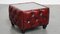 Red Mottled Cowhide Chesterfield Club Chairs and Side Table with a Glass Top, Set of 3 16