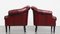 Red Mottled Cowhide Chesterfield Club Chairs and Side Table with a Glass Top, Set of 3 5