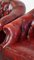 Red Mottled Cowhide Chesterfield Club Chairs and Side Table with a Glass Top, Set of 3 14