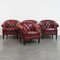 Vintage English Cowhide Chesterfield Club Chairs, Set of 4 1