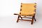 Silla plegable danesa Mid-Century de teca y cuero de Børge Mogensen, años 50, Imagen 1