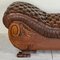 Large Antique French Tufted Brown Leather Chaise Longue, 19th Century, Image 10