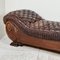 Large Antique French Tufted Brown Leather Chaise Longue, 19th Century 11