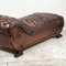 Large Antique French Tufted Brown Leather Chaise Longue, 19th Century, Image 4
