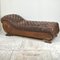 Large Antique French Tufted Brown Leather Chaise Longue, 19th Century 3