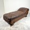 Large Antique French Tufted Brown Leather Chaise Longue, 19th Century, Image 2