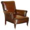 Art Deco Brown Leather Club Armchair, 1920s 1