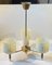 Scandinavian Modern Chandelier in Brass and Waffle Glass, 1960s 3