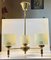 Scandinavian Modern Chandelier in Brass and Waffle Glass, 1960s 4