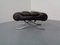 Black Leather Ottoman, 1960s 1