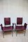 Armchairs in Bordeaux Red Leather by Ross Littell for Matteo Grassi, Steel, Italy, 1980s, Set of 2 2