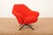 Swivel Armchair P32 with 4-Star Black Metal Frame, Upholstered Shell Covered in Red Fabric by Osvaldo Borsani for Tecno, 1956 1