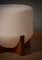 Mid-Century Wood and White Bouclé Benches and Poufs, 1990s 3