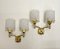 Appliques Murales en Laiton et Granit Verre Acrylique, France, 1960s, Set de 2 3