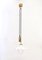 Mid-Century Modern Adjustable Pendant Lamp in White Ceramic and Brass, Image 1