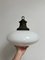 Set Vintage English Ovaloid Church Opaline Milk and Glass Ceiling Lamps, 1920s, Set of 2, Image 3