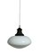 Set Vintage English Ovaloid Church Opaline Milk and Glass Ceiling Lamps, 1920s, Set of 2, Image 6