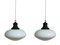 Set Vintage English Ovaloid Church Opaline Milk and Glass Ceiling Lamps, 1920s, Set of 2, Image 2