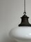 Set Vintage English Ovaloid Church Opaline Milk and Glass Ceiling Lamps, 1920s, Set of 2, Image 4