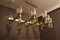 Grand Lustre Ovale Vintage en Laiton et Verre de Murano Gris 21