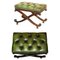 Antique Victorian Chesterfield Tufted Ottoman in Green Leather, 1880 1