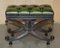 Antique Victorian Chesterfield Tufted Ottoman in Green Leather, 1880 3