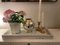 Vase Plaqué Argent avec Insert de Fleur en Verre attribué à GAB, 1940s 2