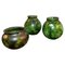 Grün glasierte Vasen, Erik Mornils zugeschrieben für Nittsjö, Schweden, 1930er, 3er Set 1
