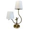 Swedish Double-Arm Brass Table Lamp with Dancing Figurine by Ystad-Metall, 1930s, Image 1