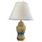 Lampe Vintage en Verre avec Personnages Rococo Bleus sur Base Jaune, 1950s 1
